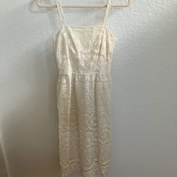 Vintage Ivory Lace Dress 1960s ILGWU - Picture 1 of 16